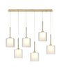 Lathen Linear Pendant 2m, 6 x G9, French Gold/Frosted/Clear Type H Shade