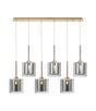 Lathen Linear Pendant 2m, 6 x G9, French Gold/Chrome/Clear Type H Shade