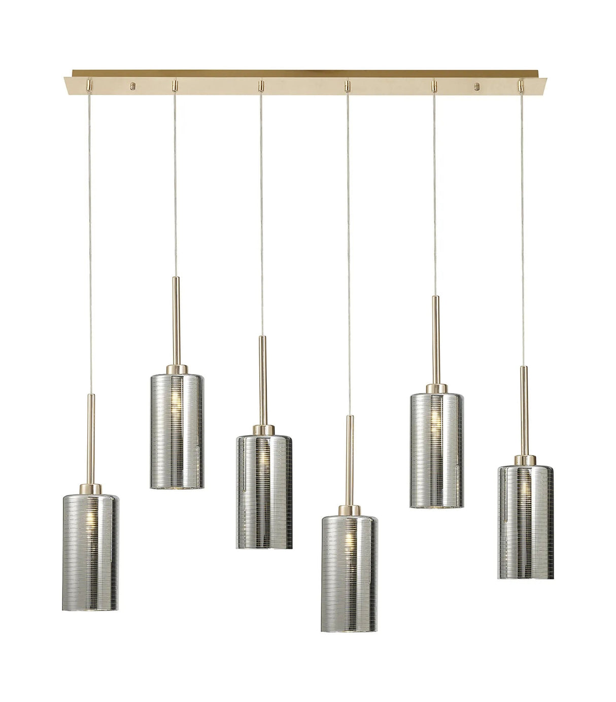 Lathen Linear Pendant 2m, 6 x G9, French Gold/Chrome Lined Type A Shade