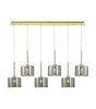 Lathen Linear Pendant 2m, 6 x G9, French Gold/Chrome Lined Type C Shade