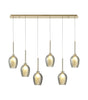 Lathen Linear Pendant 2m, 6 x G9, French Gold/Smoke/Frosted Type D Shade