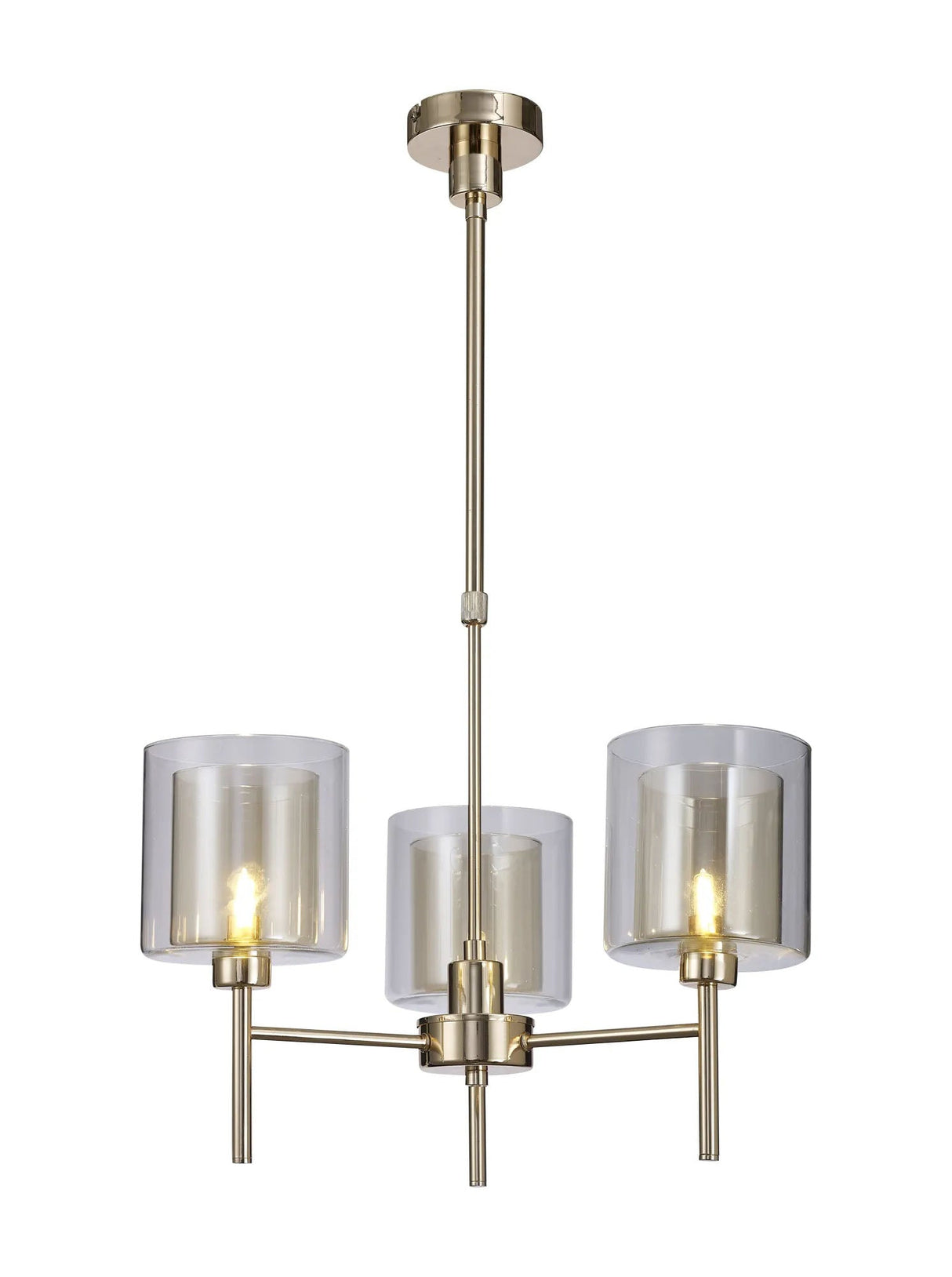 Lathen Telescopic/Semi Flush, 3 x G9, French Gold/Cognac/Clear Type H Shade