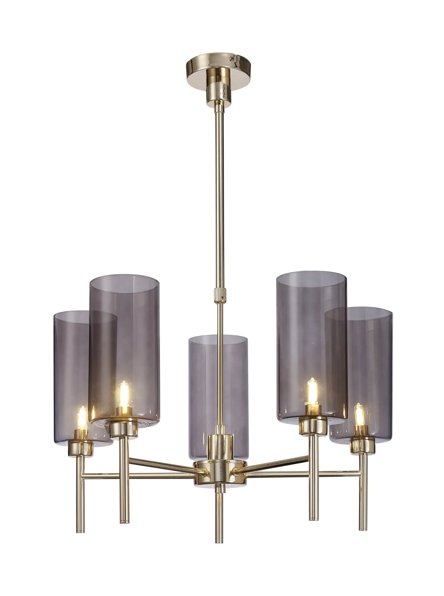 Lathen Telescopic/Semi Flush, 5 x G9, French Gold/Smoked Type A Shade