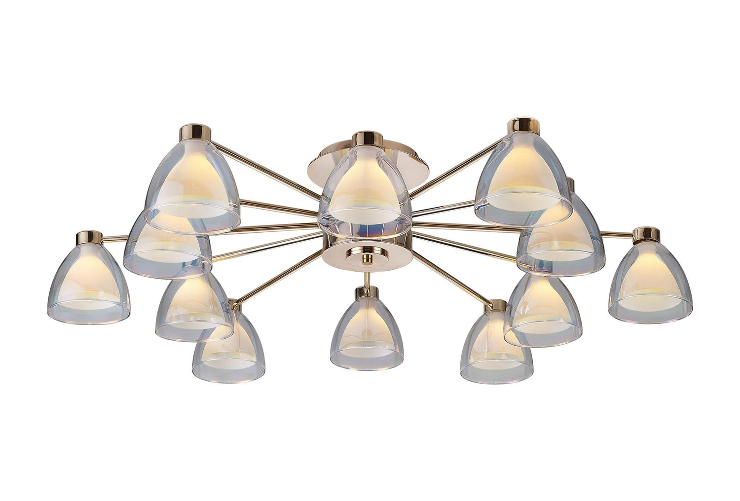 Lathen Semi Flush 12 Light Cone Glass French Gold