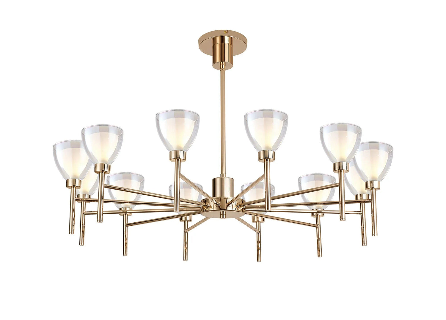 Lathen Telescopic 12 Light Pendant Cone Glass French Gold