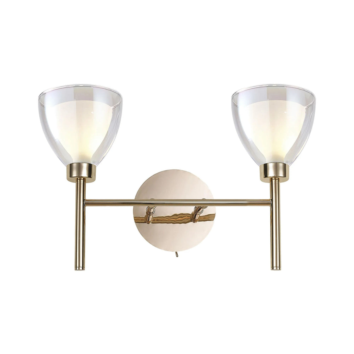 Lathen Switched Wall Lamp 2 Light Cone Glass French Gold