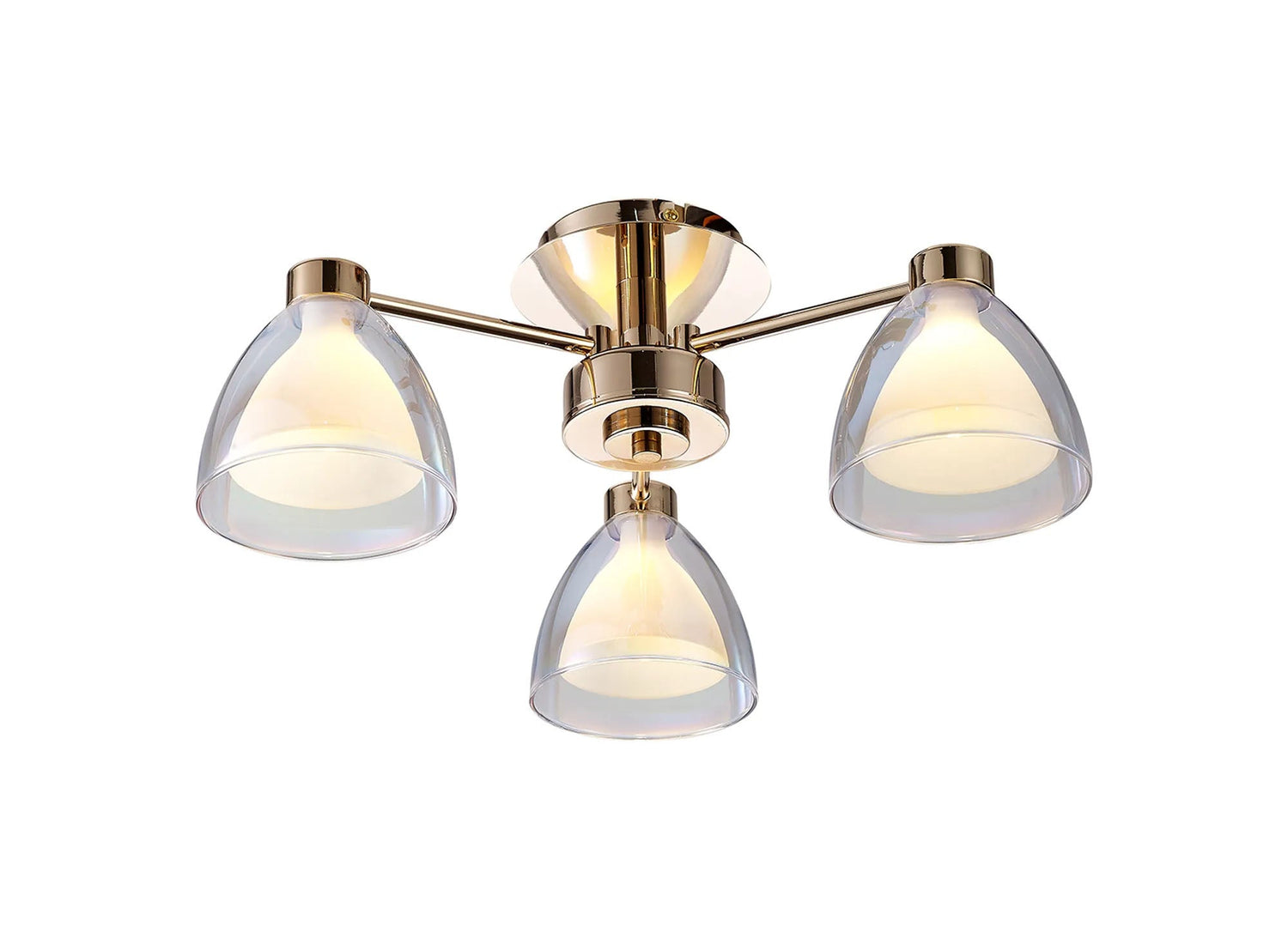 Lathen Semi Flush 3 Light Cone Glass French Gold