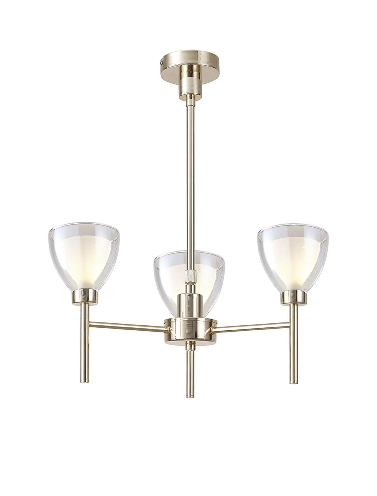 Lathen Telescopic/Semi Flush 3 Light Cone Glass French Gold