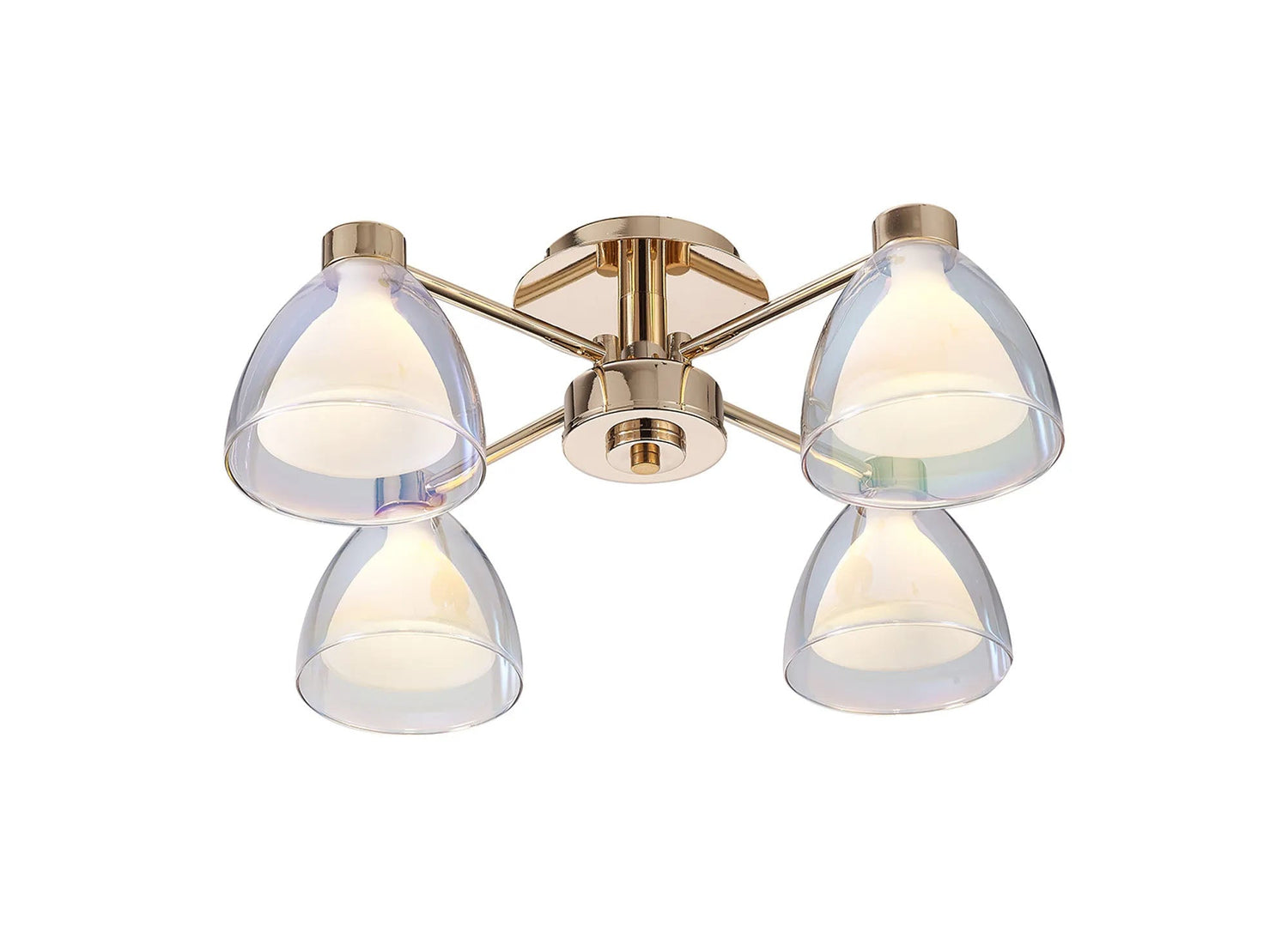 Lathen Semi Flush 4 Light Cone Glass French Gold