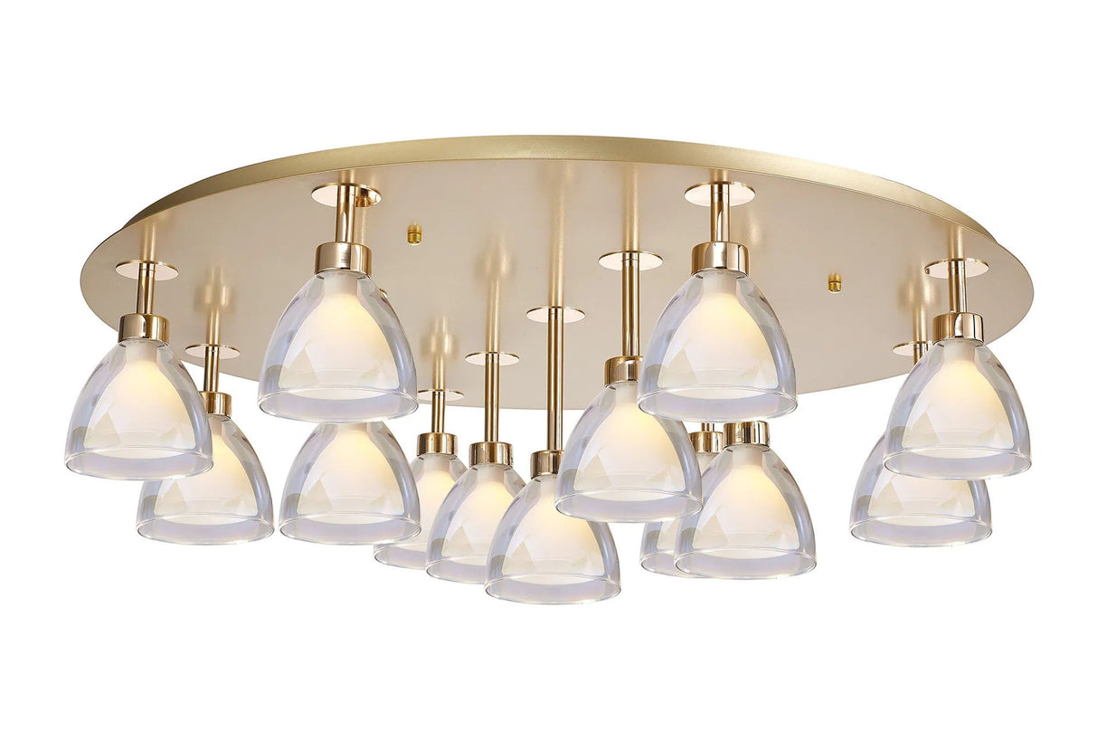 Lathen 80cm Round Flush 13 Light Cone Glass French Gold