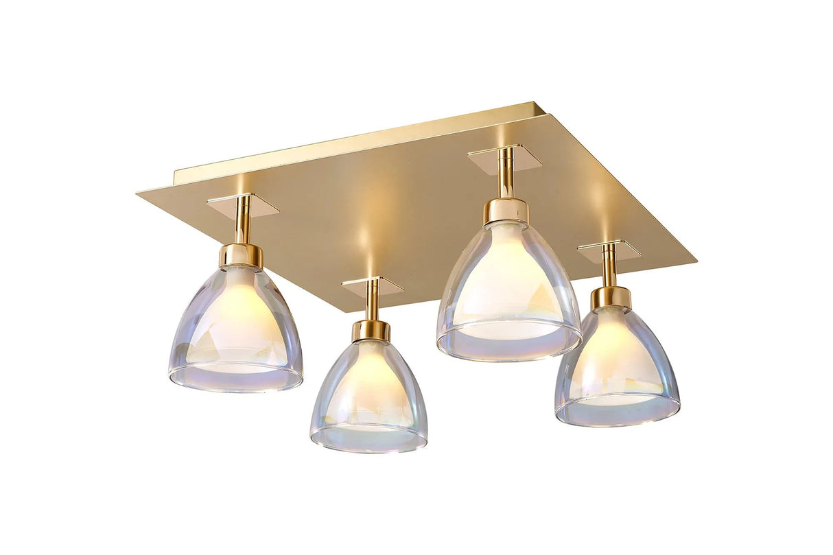 Lathen 40cm Flush 4 Light Cone Glass French Gold