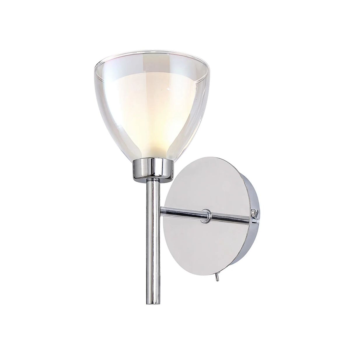 Lathen Switched Wall Lamp 1 Light Cone Glass Polished Chrome