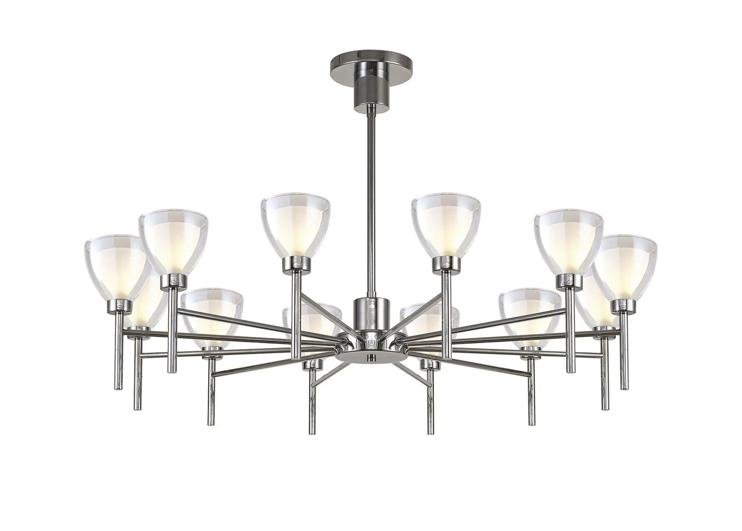 Lathen Telescopic/Semi Flush 12 Light Cone Glass Polished Chrome