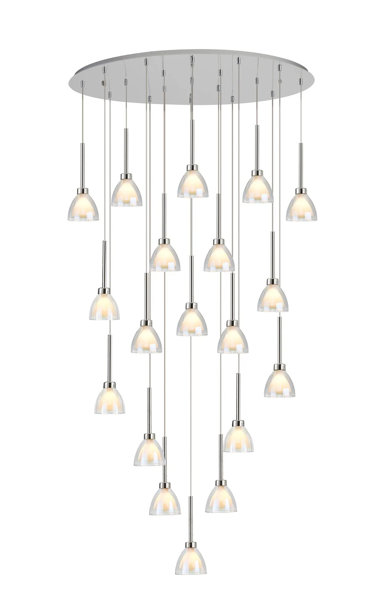 Lathen 2m Oval 19 Light Pendant Cone Glass Polished Chrome