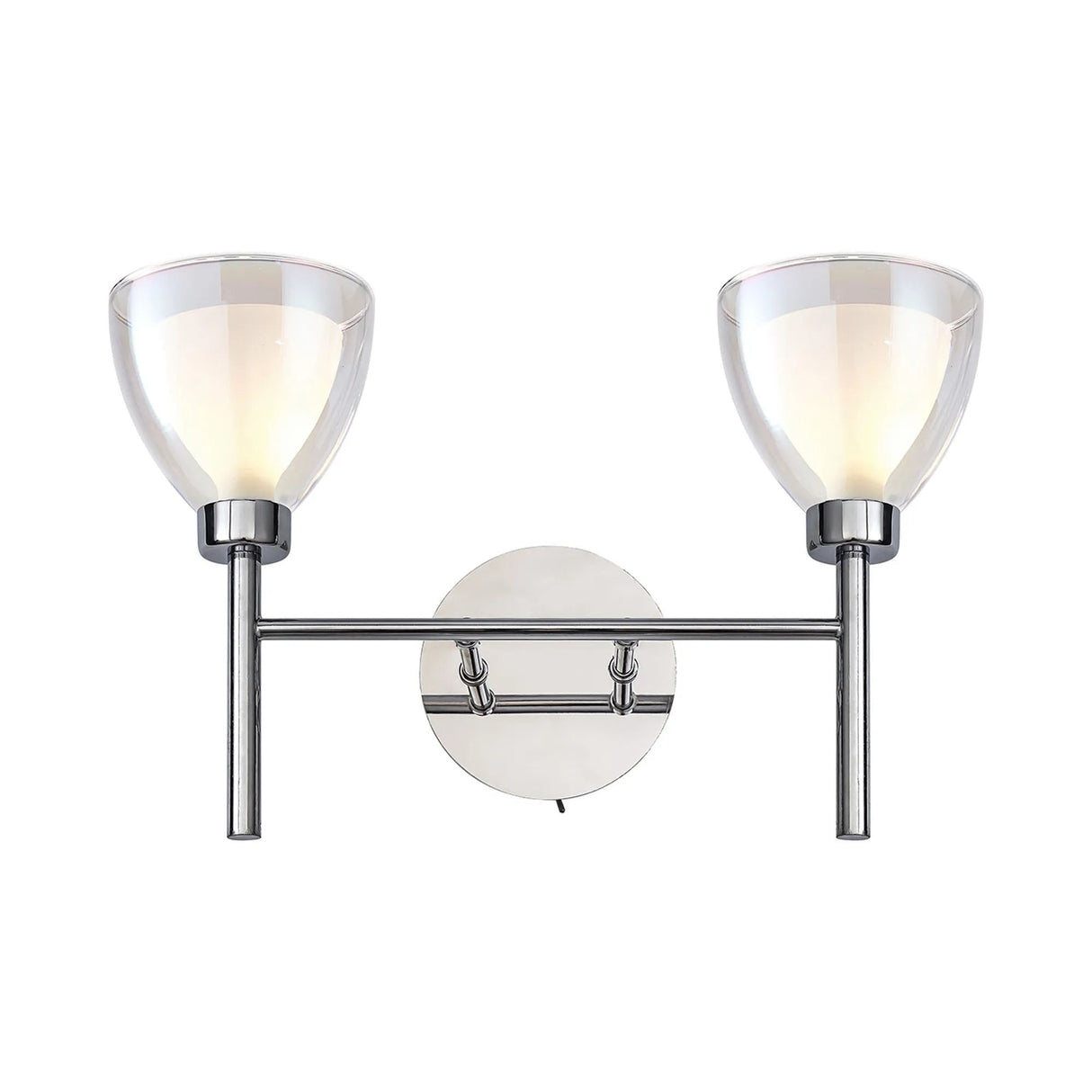 Lathen Switched Wall Lamp 2 Light Cone Glass Polished Chrome