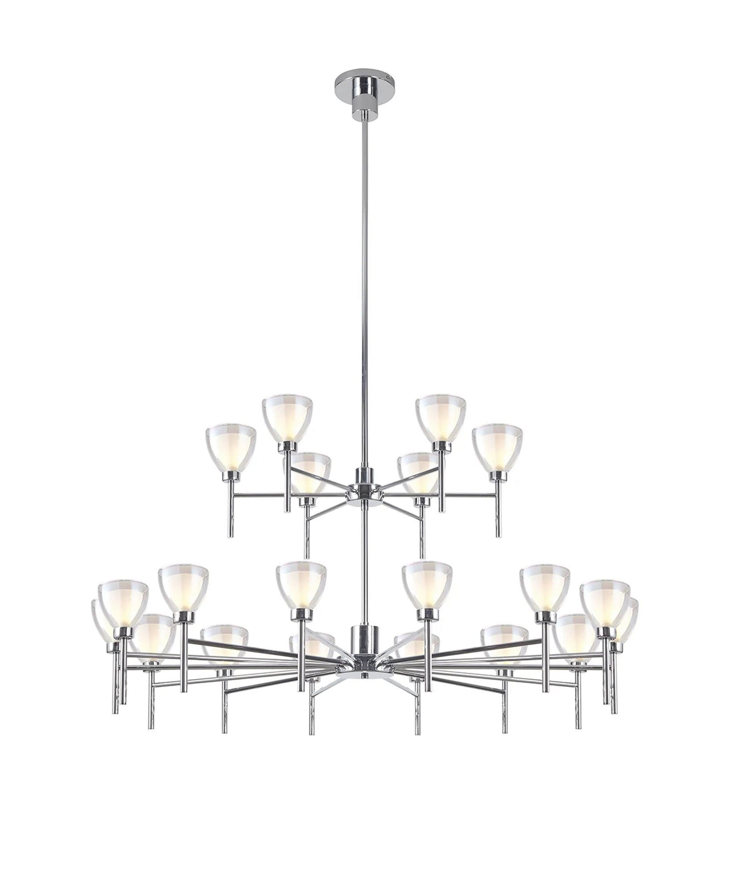 Lathen 2-Tier pendant 20 Light Cone Glass Polished Chrome
