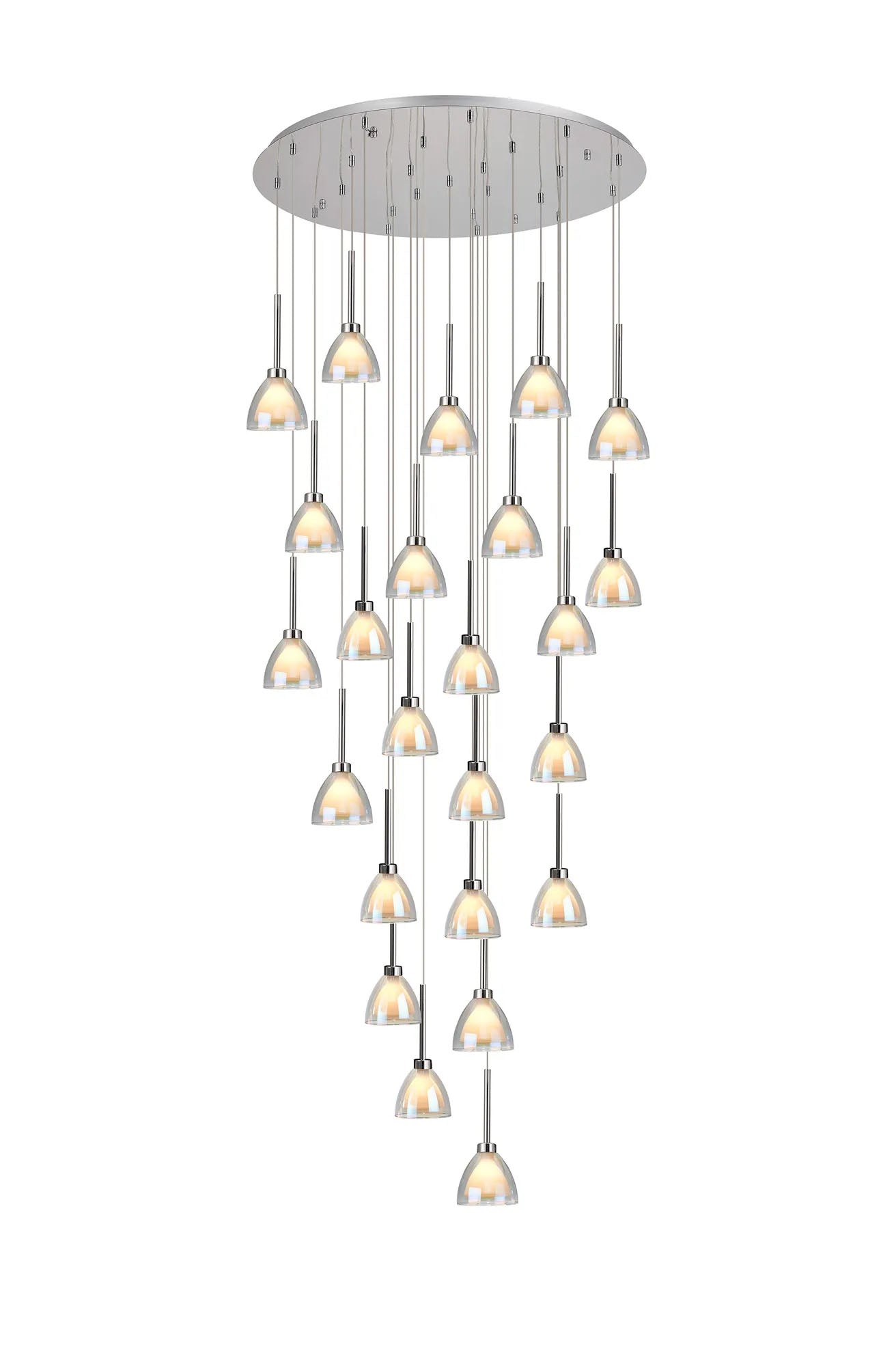 Lathen 5m Round 24 Light Pendant Cone Glass Polished Chrome