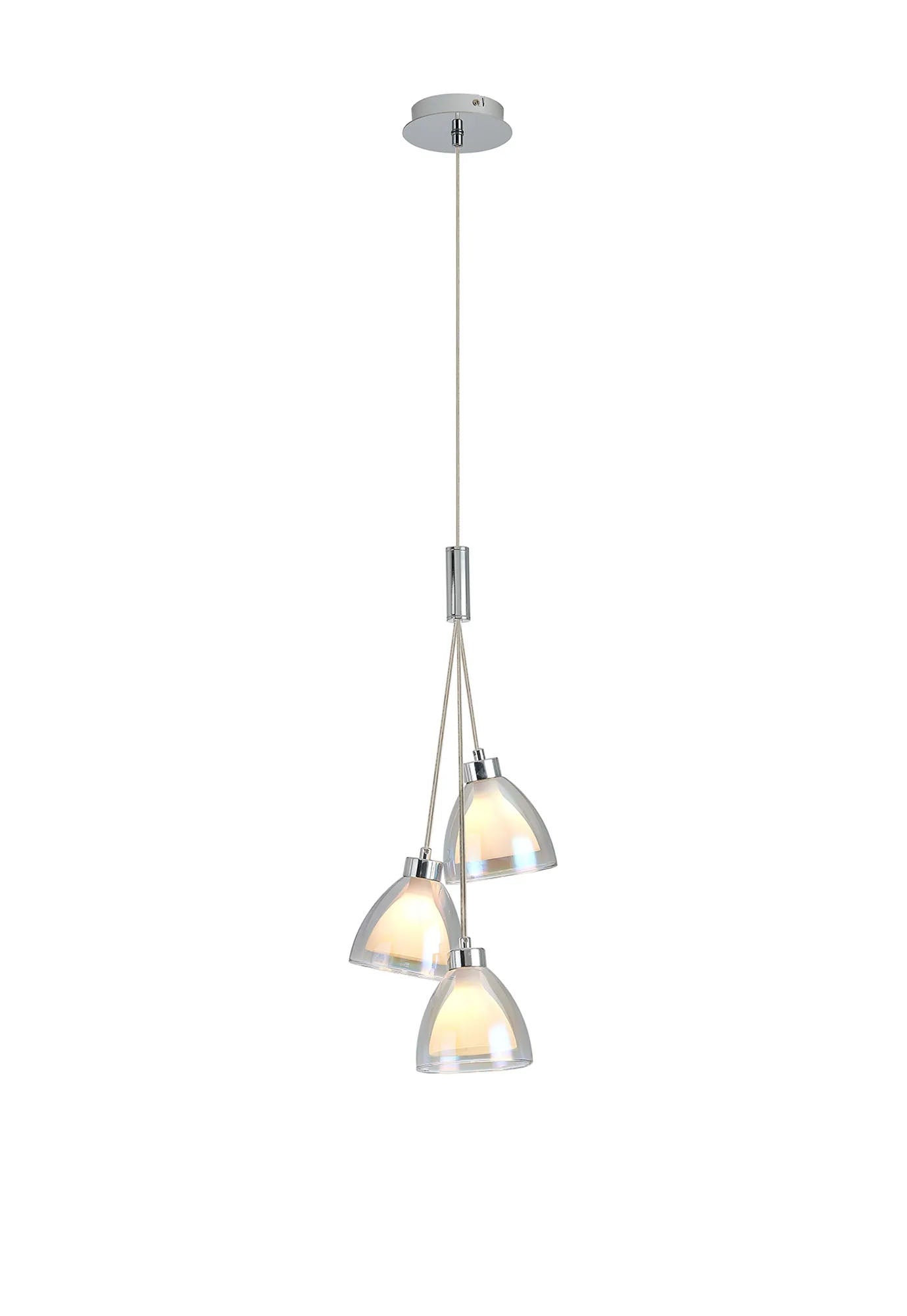 Lathen 2m 1 Drop Cluster 3 Light Pendant Cone Glass Polished Chrome