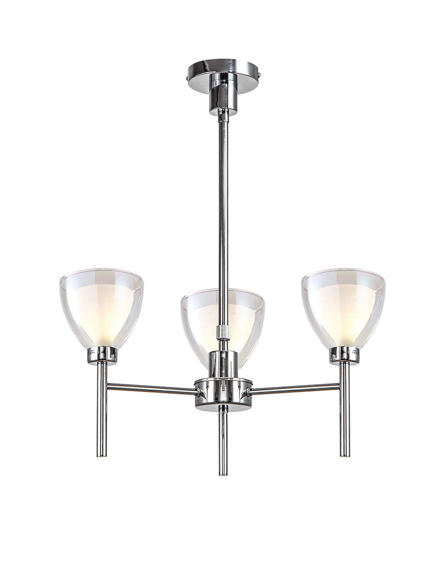 Lathen Telescopic/Semi Flush 3 Light Cone Glass Polished Chrome