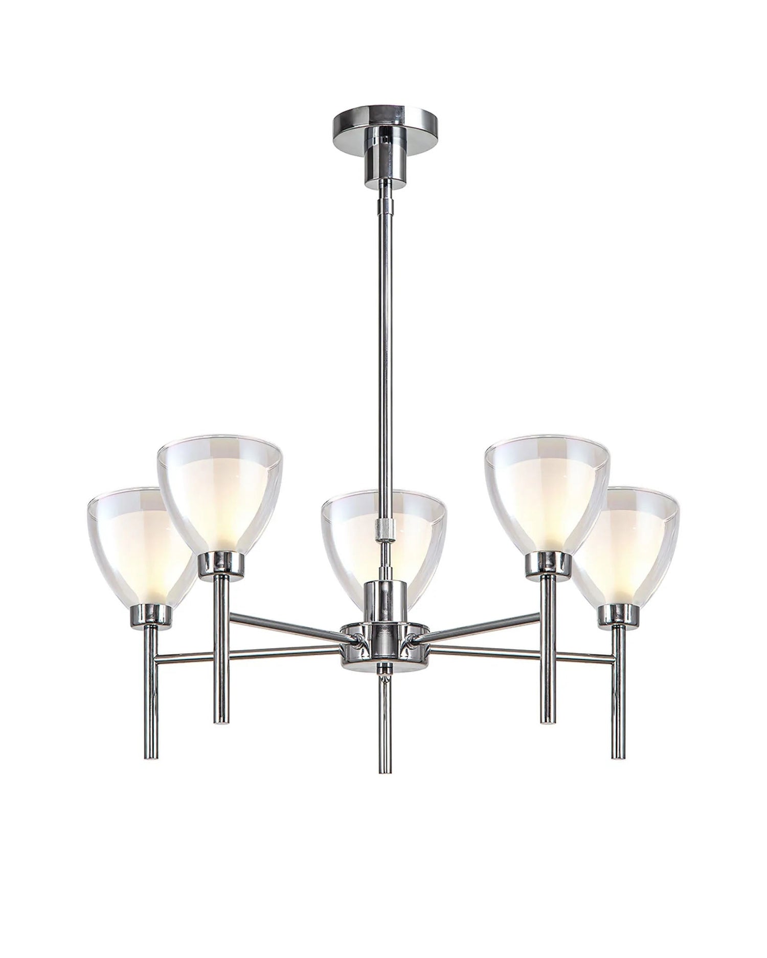 Lathen Telescopic/Semi Flush 5 Light Cone Glass Polished Chrome
