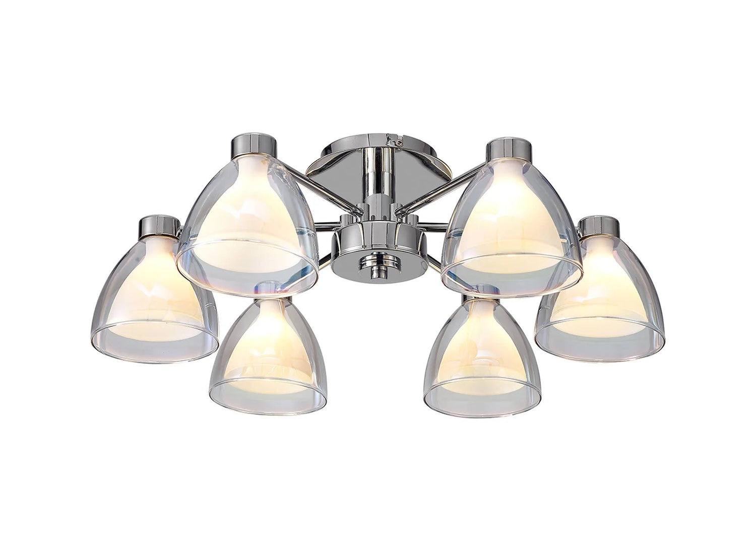 Lathen Semi Flush 6 Light Cone Glass Polished Chrome