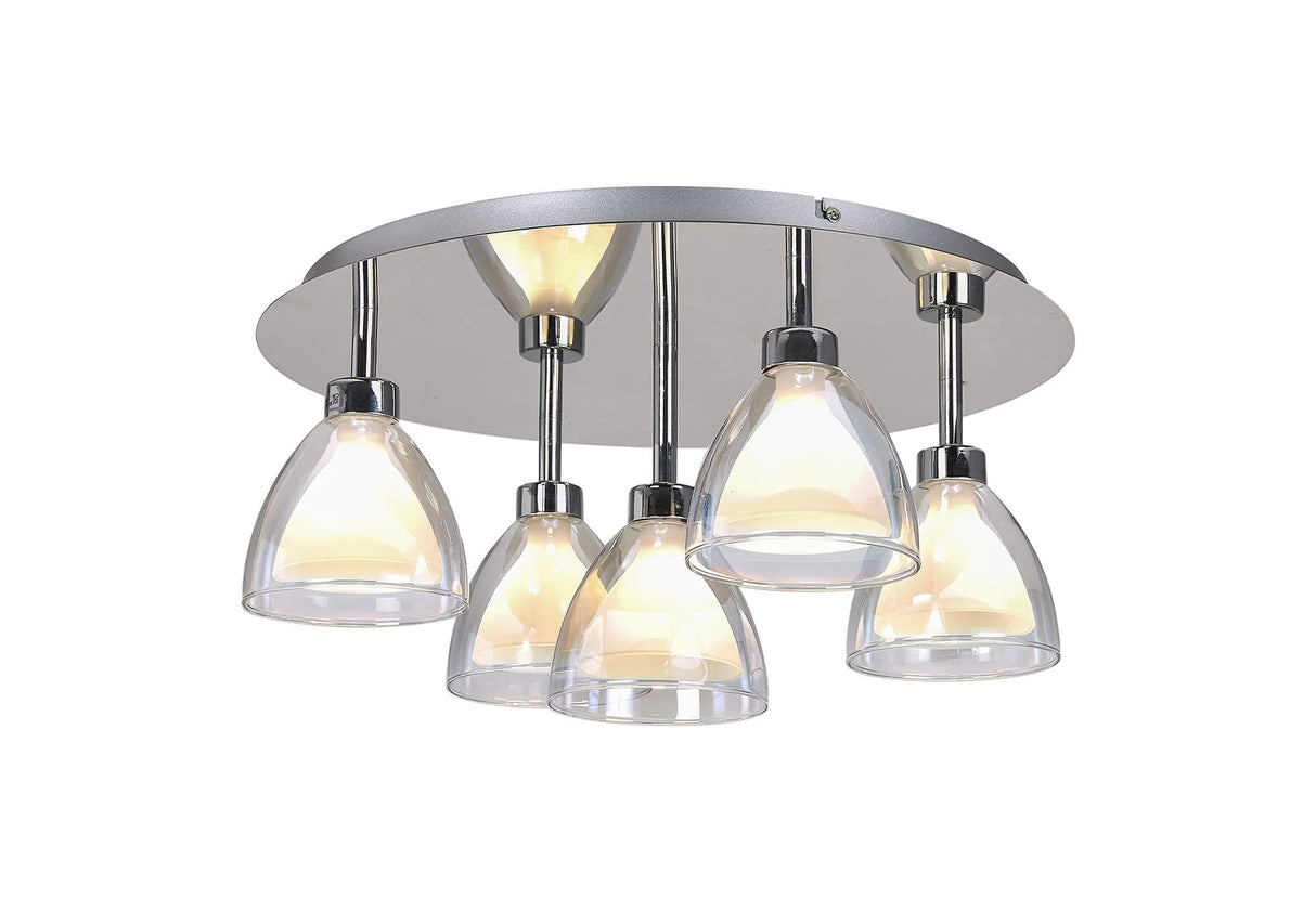 Lathen 45cm Round Flush 5 Light Cone Glass Polished Chrome