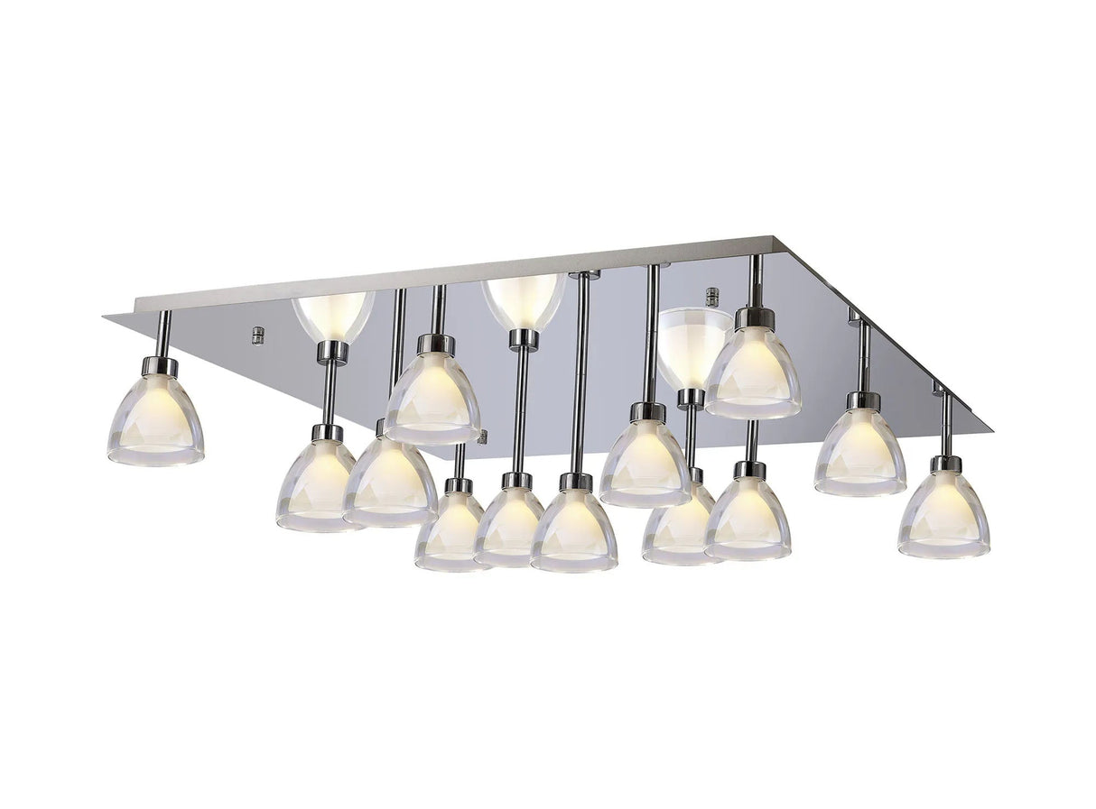 Lathen Square Flush 13 Light Cone Glass Polished Chrome