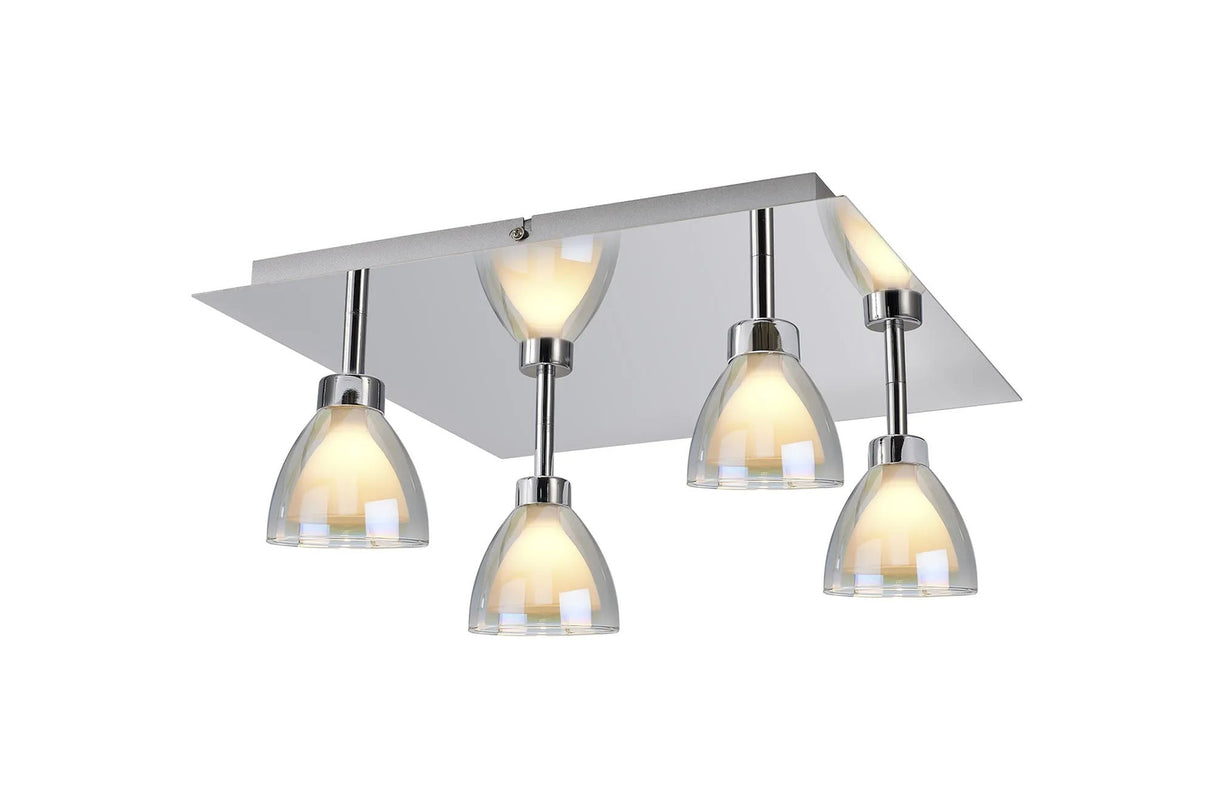 Lathen 40cm Flush 4 Light Cone Glass Polished Chrome