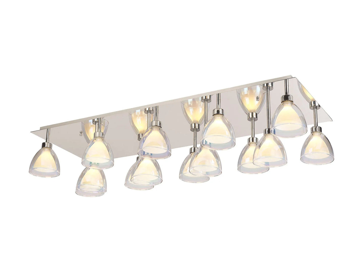 Lathen Rectangle Flush 14 Light Cone Glass Polished Chrome