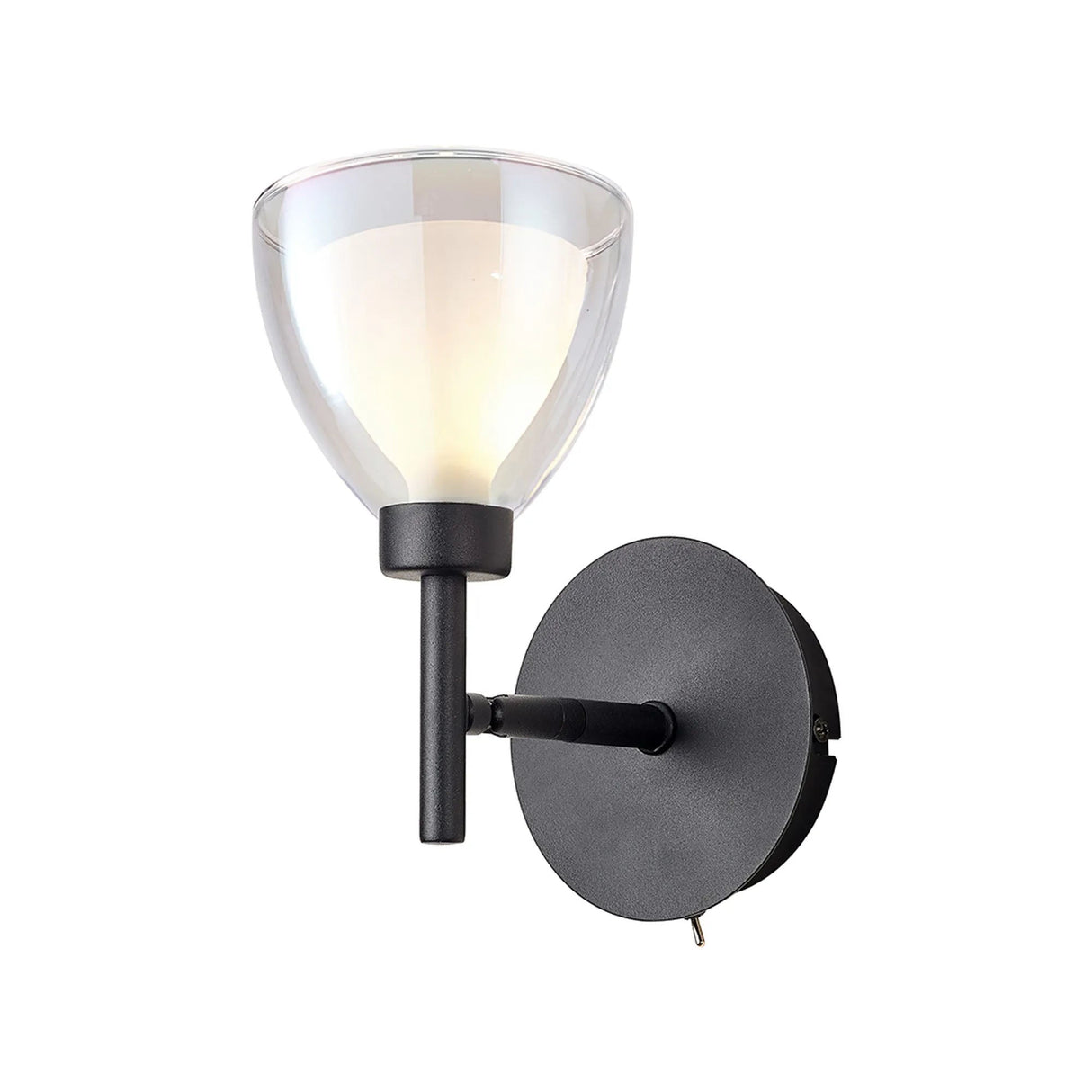 Lathen Adjustable Switched wall lamp Cone Glass Satin Black