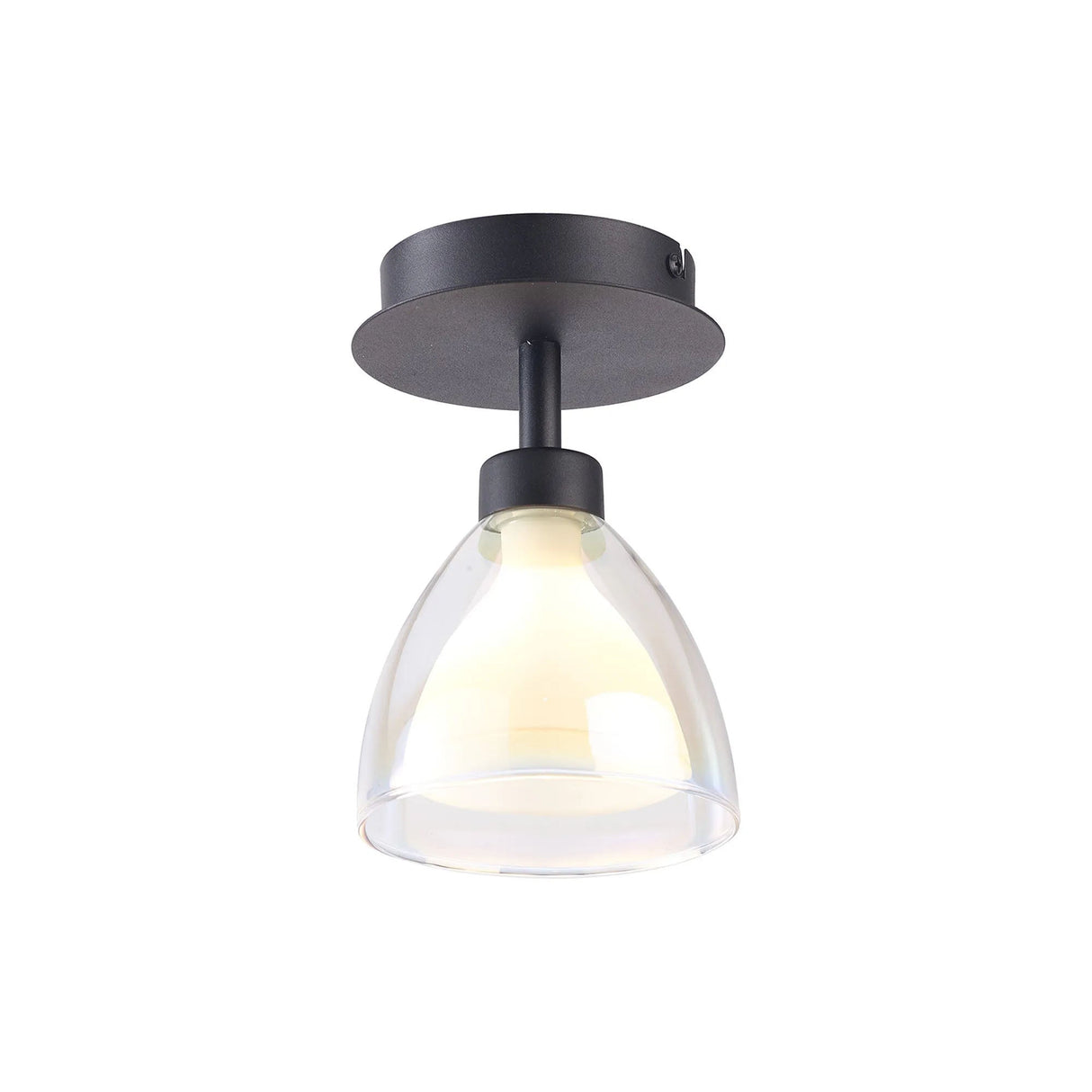Lathen Flush 1 Light Cone Glass Satin Black