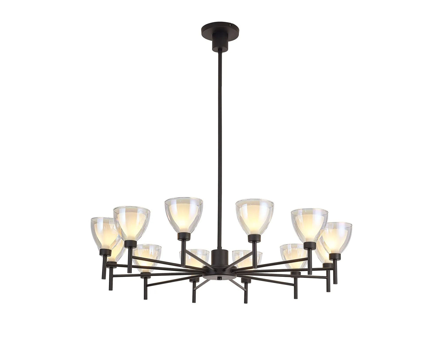 Lathen Telescopic 12 Light Pendant Cone Glass Satin Black