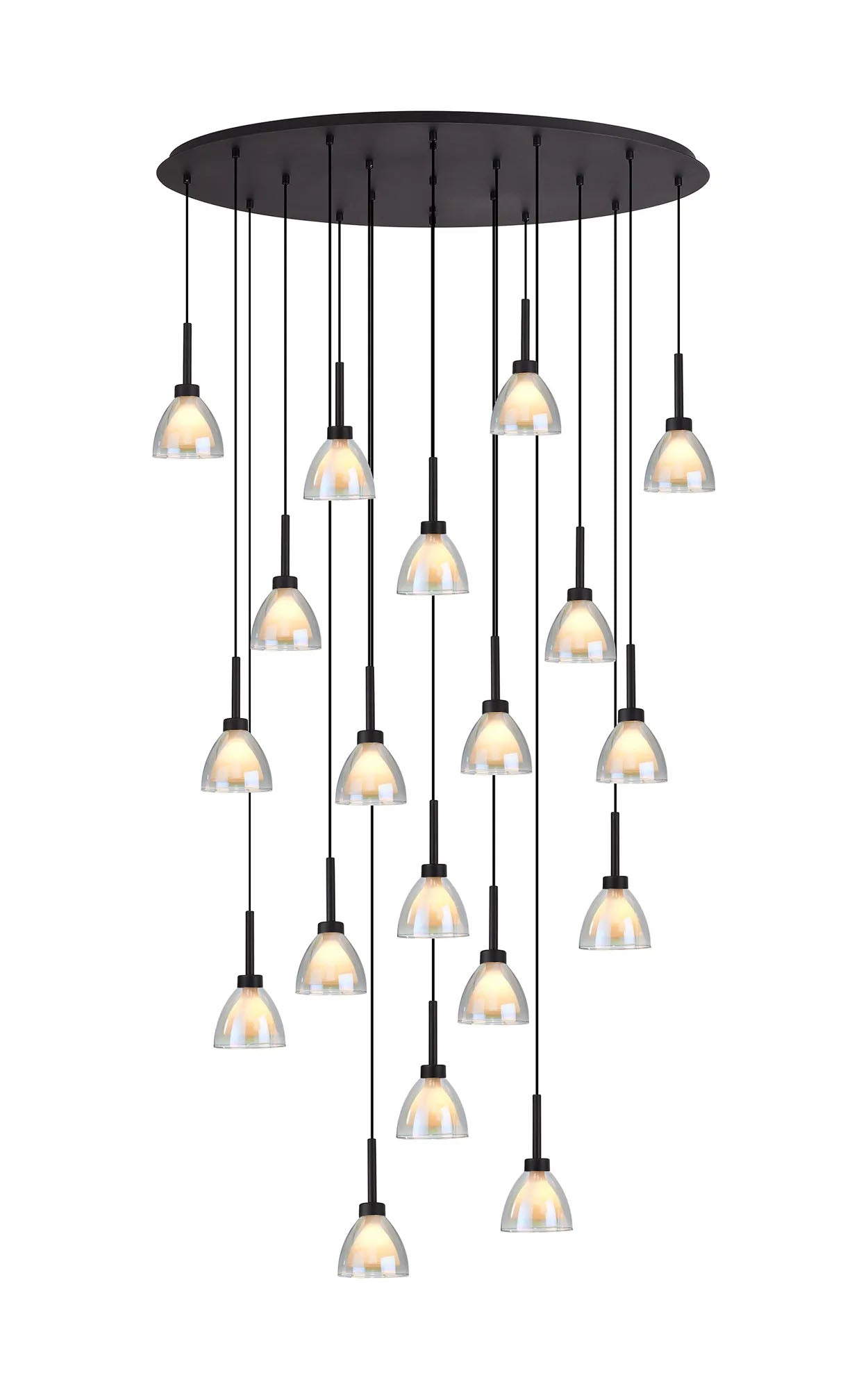 Lathen 2M Oval 19 Light Pendant Cone Glass Satin Black
