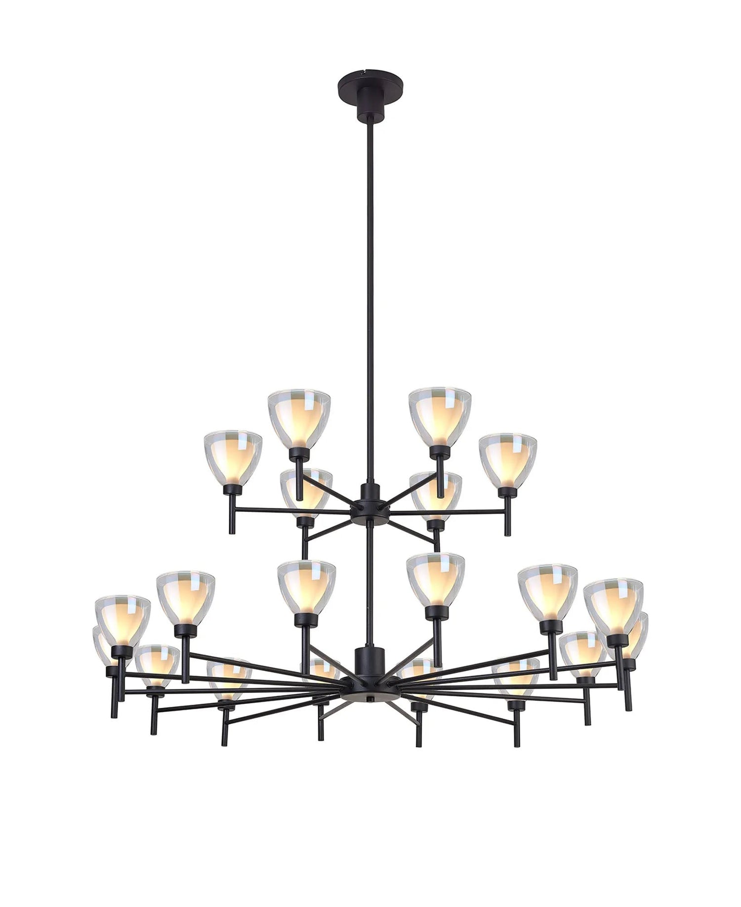 Lathen 2-Tier pendant 20 Light Cone Glass Satin Black