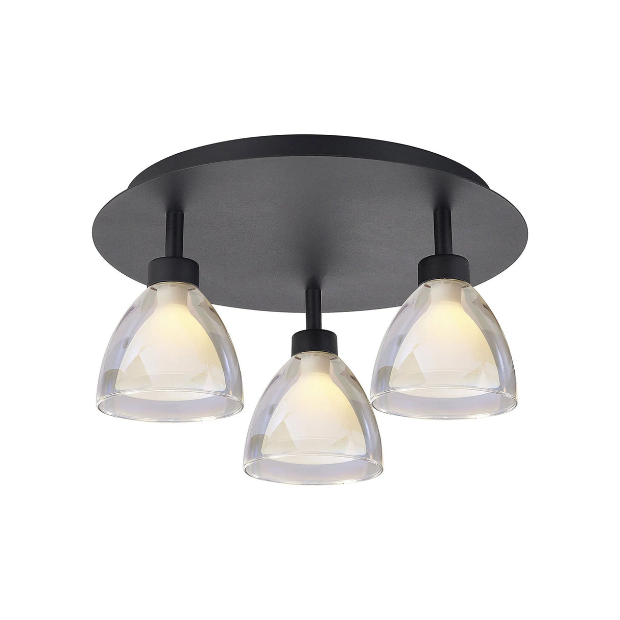Lathen 35cm Flush 3 Light Cone Glass Satin Black