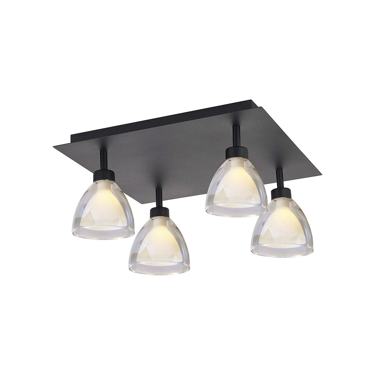 Lathen 40cm Flush 4 Light Cone Glass Satin Black
