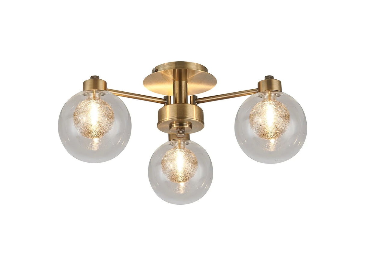 Lathen Antique Brass 3 x G9 Flush Light