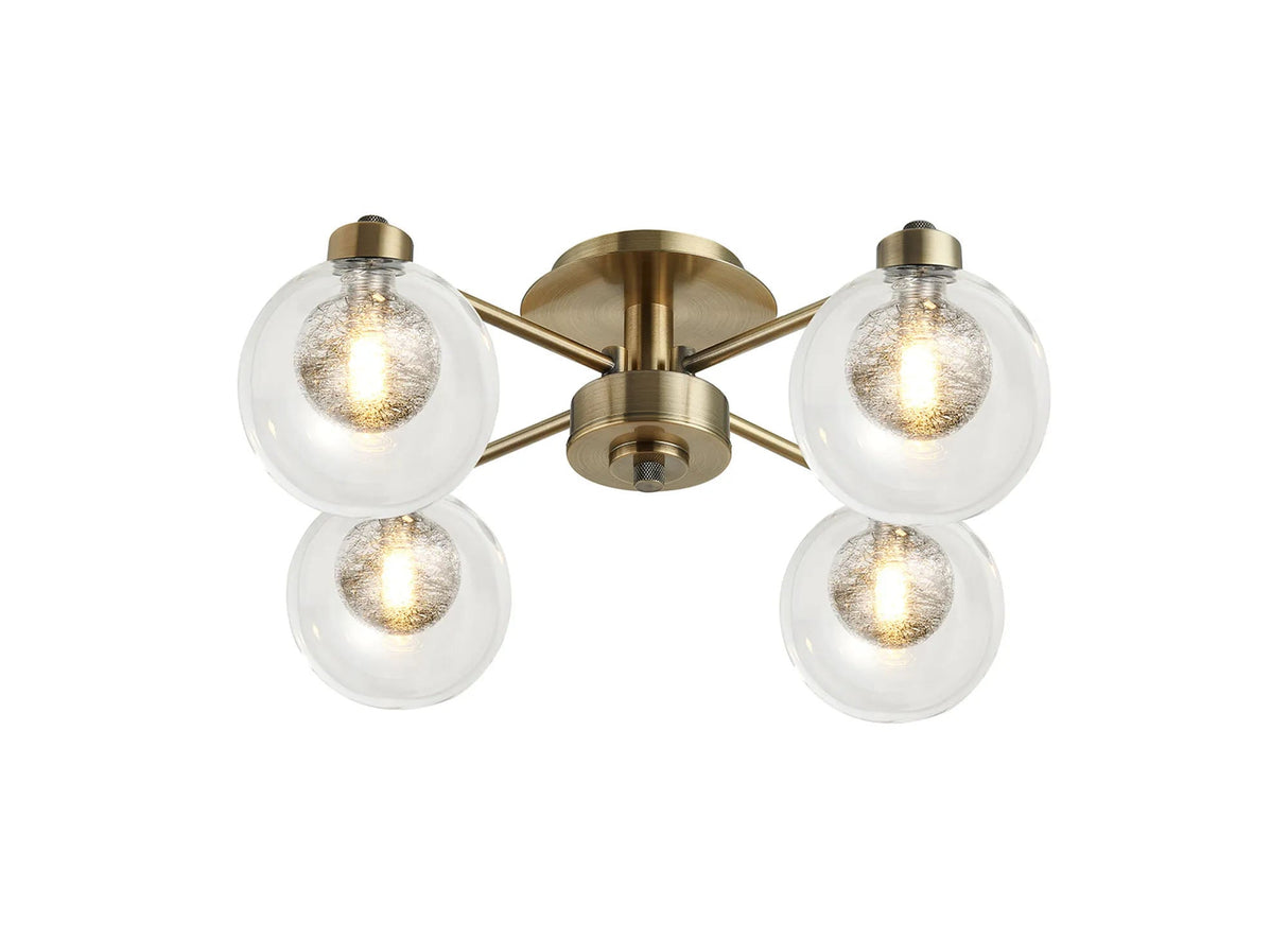 Lathen Antique Brass 4 x G9 Flush Light