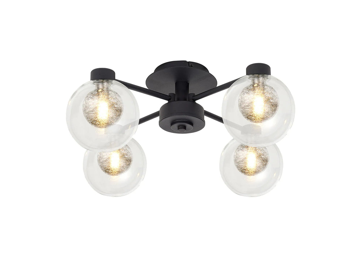 Lathen Satin Black 4 x G9 Flush Light