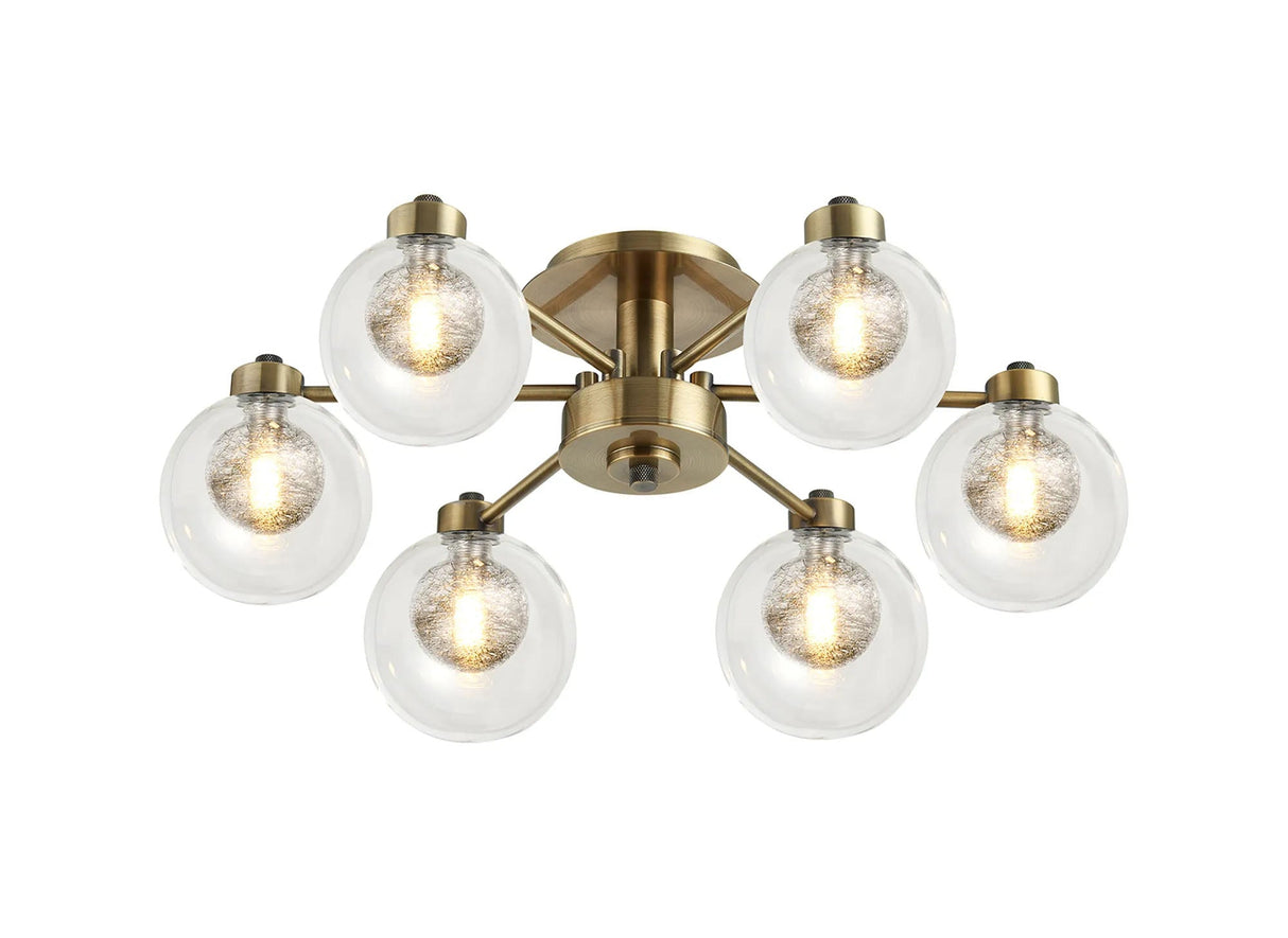 Lathen Antique Brass 6 x G9 Flush Light