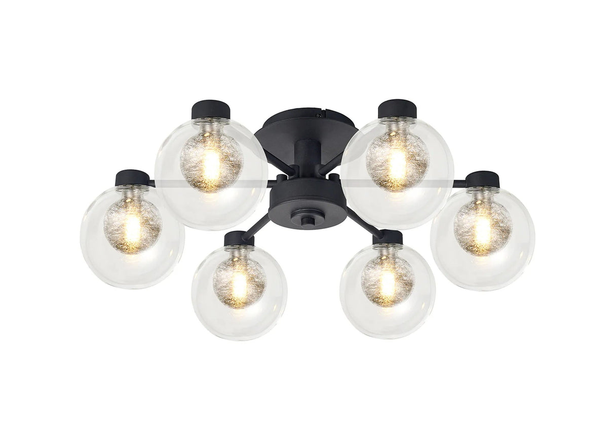 Lathen Satin Black 6 x G9 Flush Light