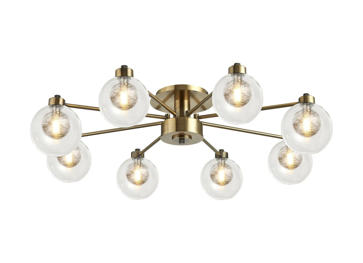 Lathen Antique Brass 8 x G9 Flush Light
