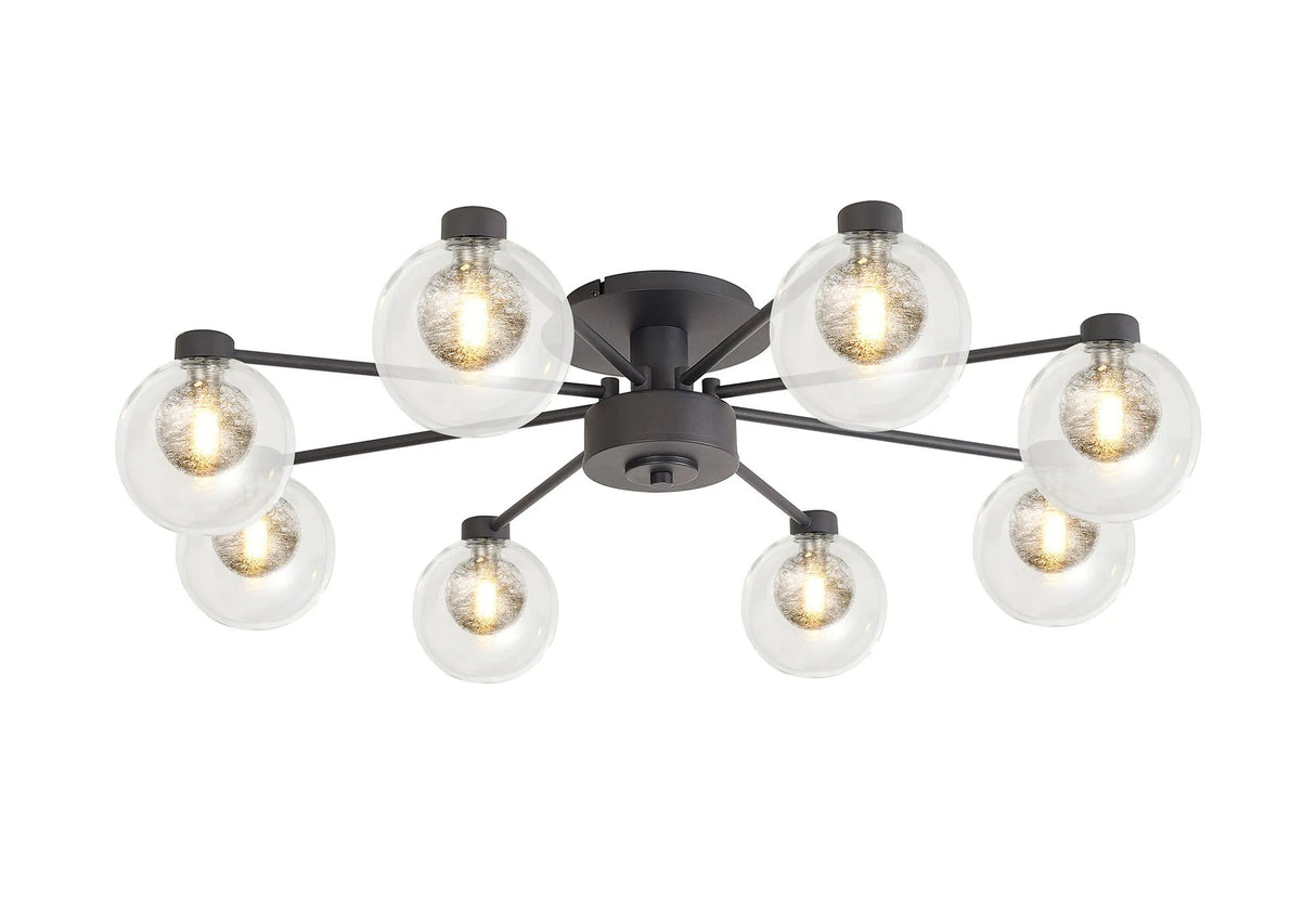 Lathen Satin Black 8 x G9 Flush Light