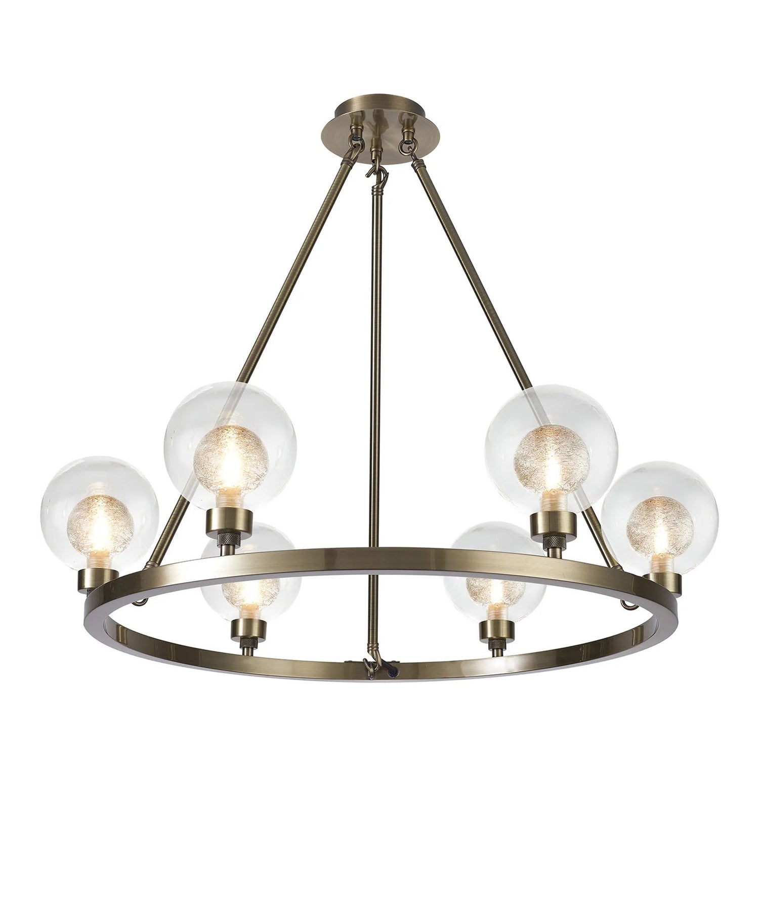 Lathen Antique Brass 6 Light Round G9 Fixed Pendant