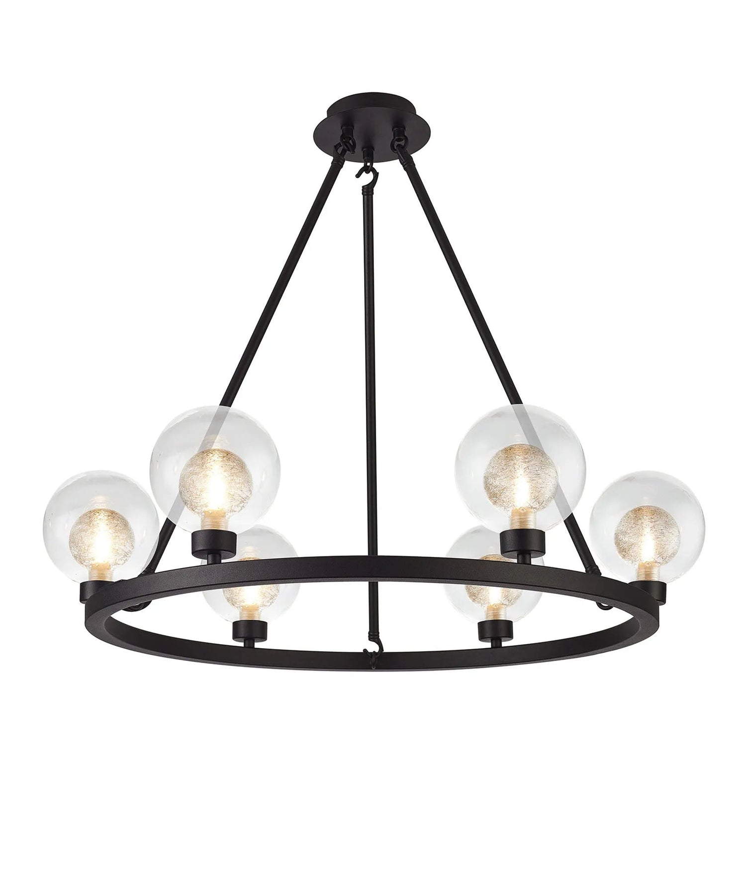 Lathen Satin Black 6 Light Round G9 Fixed Pendant