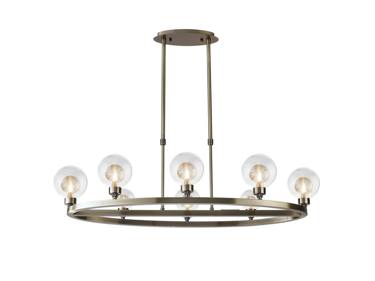 Lathen Antique Brass 8 Light Oval G9 Telescopic Light