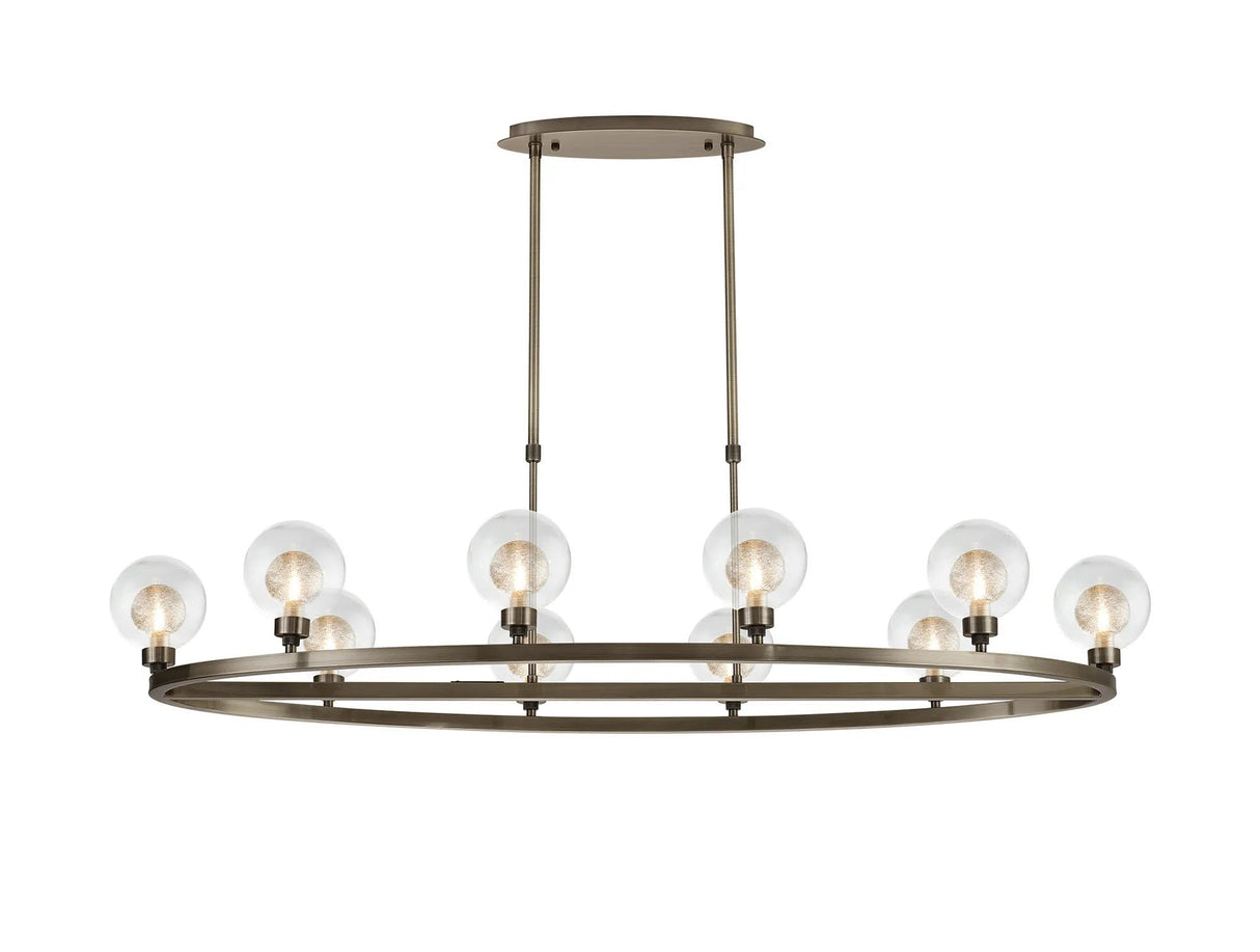 Lathen Antique Brass 10 Light Oval G9 Telescopic Light