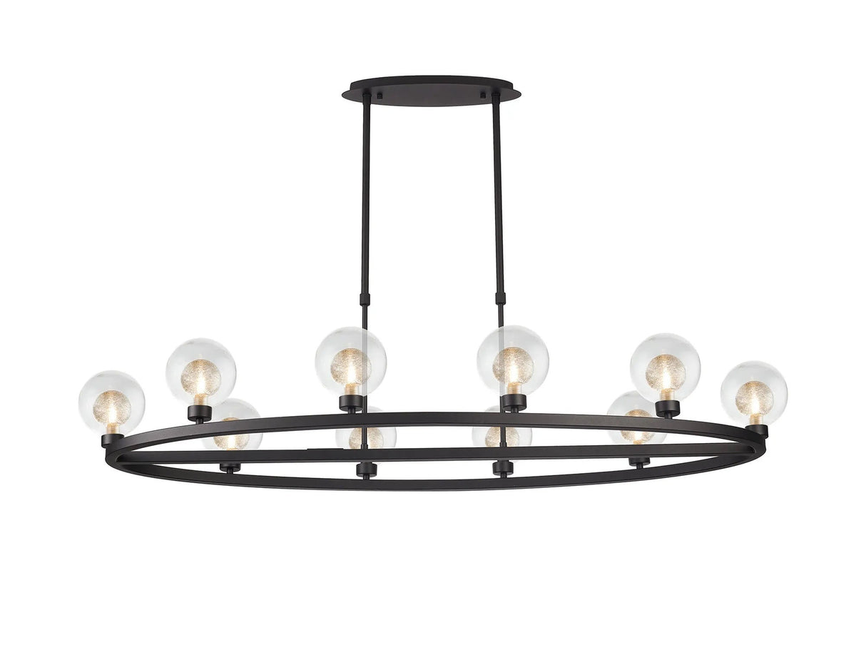 Lathen Satin Black 10 Light Oval G9 Telescopic Light