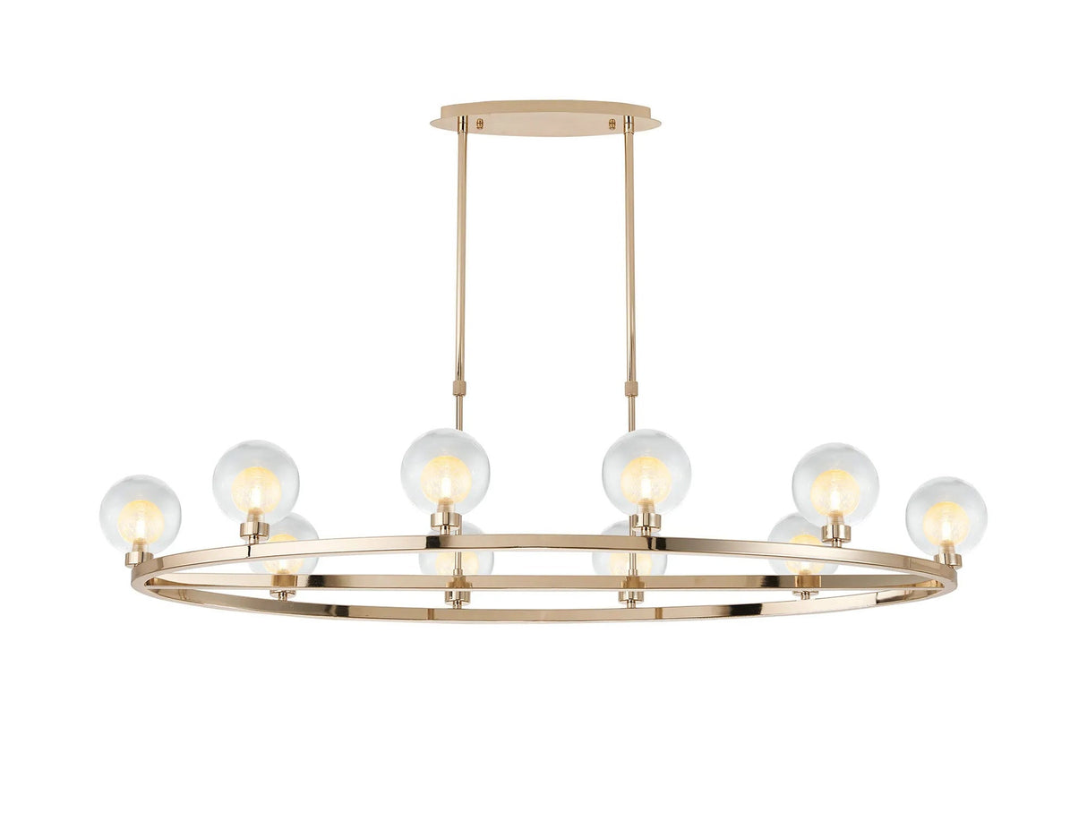 Lathen French Gold 10 Light Oval G9 Telescopic Light