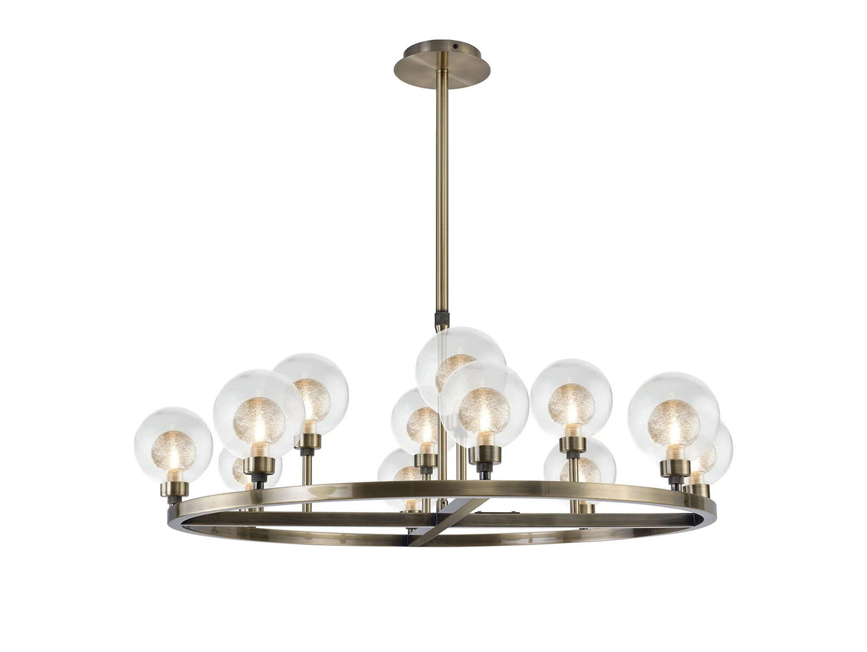 Lathen Antique Brass 8 + 4 Light Round G9 Telescopic Light